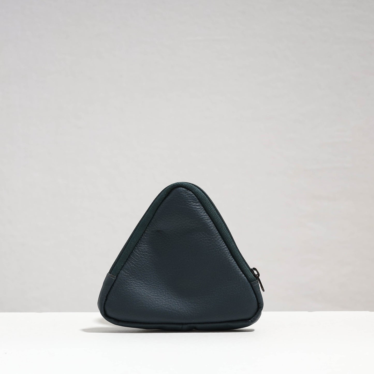 Green Handcrafted Triangle Mini Leather Wallet