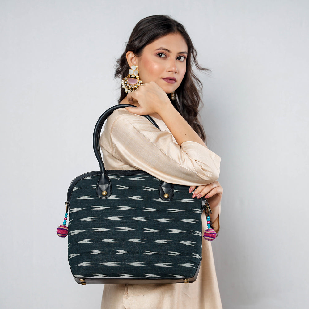 Green Handcrafted Printed Cotton Shoulder Bag
