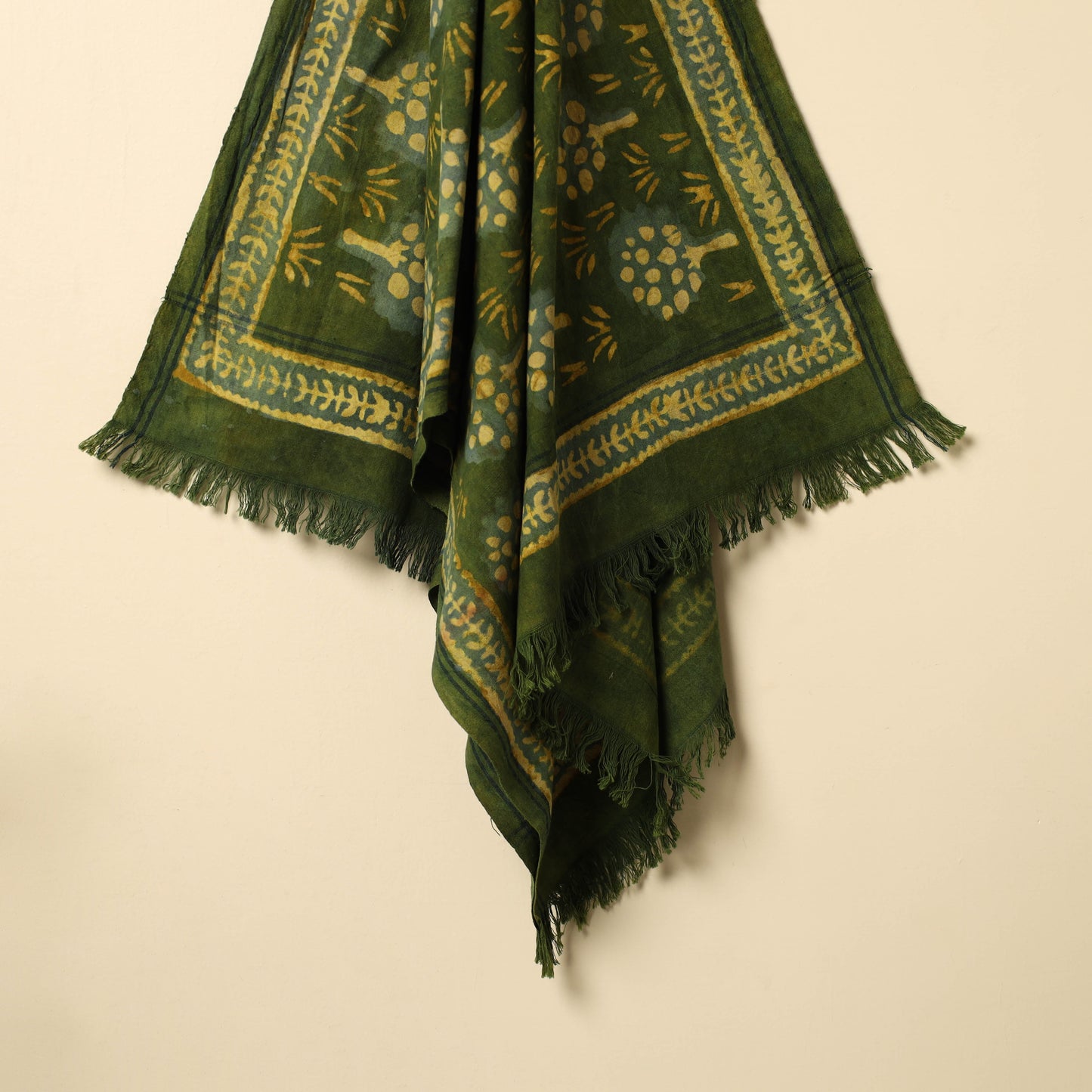 Buy Green Handloom Block Printed Cotton Bindaas Towel