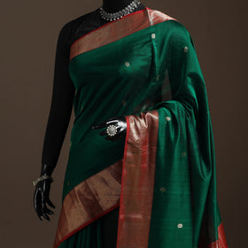 Green - handloom buti maheshwari saree with zari border 40