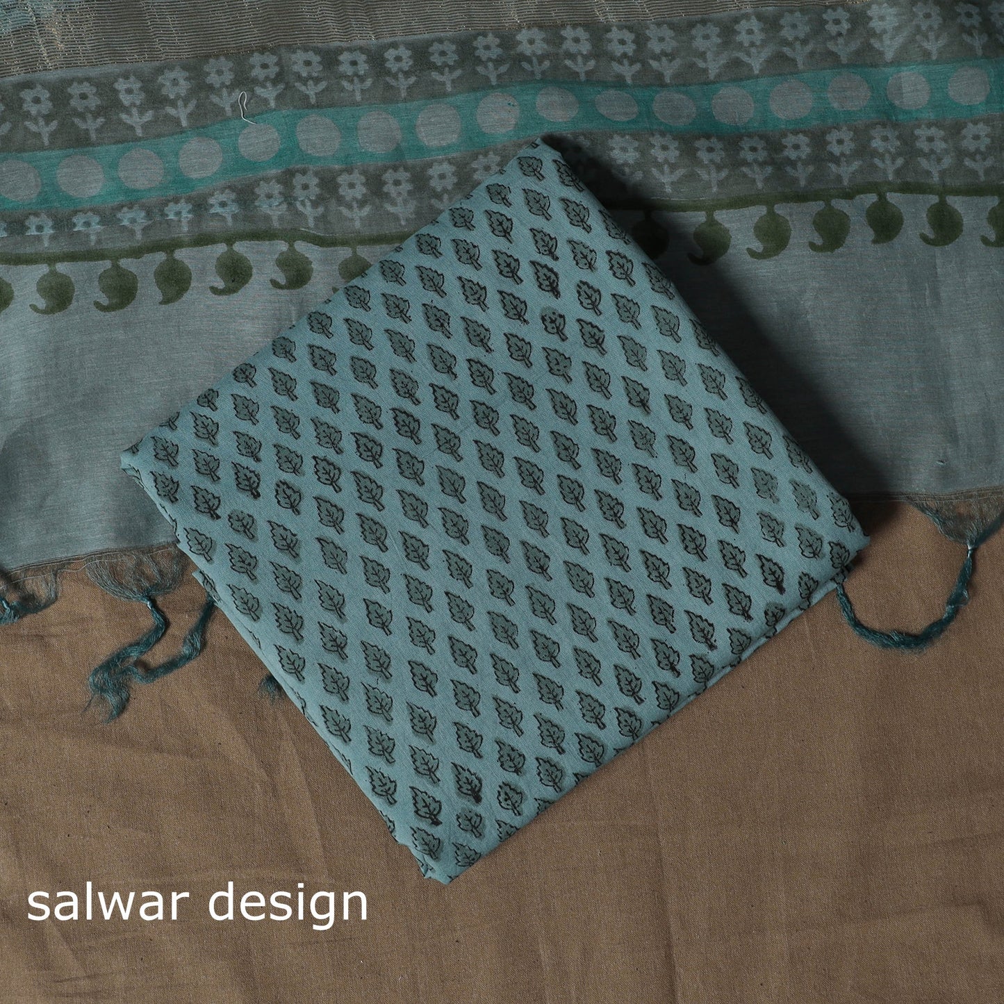 Handloom chanderi silk block print sanganeri 3pc unstitched