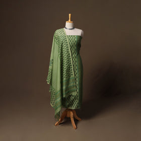 Handloom chanderi silk block print sanganeri 3pc unstitched