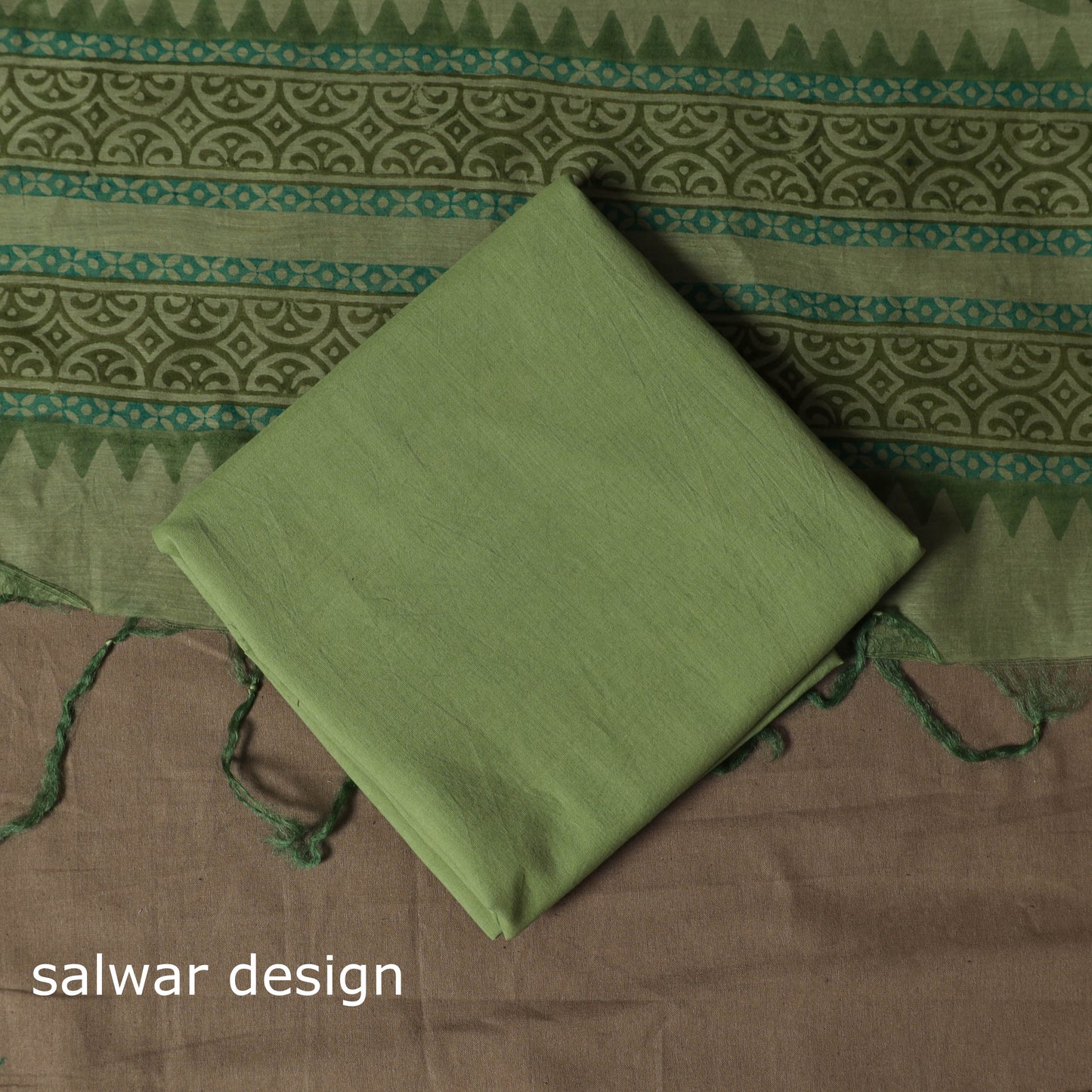 Handloom chanderi silk block print sanganeri 3pc unstitched