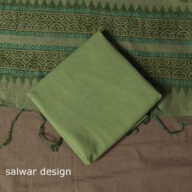 Handloom chanderi silk block print sanganeri 3pc unstitched
