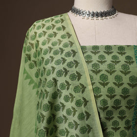 Handloom chanderi silk block print sanganeri 3pc unstitched