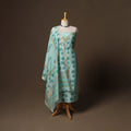 Handloom chanderi silk block print sanganeri 3pc unstitched