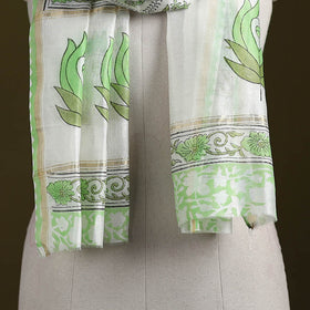 Handloom chanderi silk sanganeri stole 12 - handcrafted