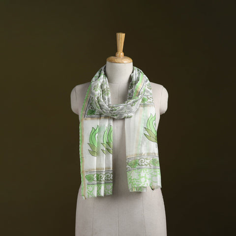 Handloom chanderi silk sanganeri stole 12 - handcrafted