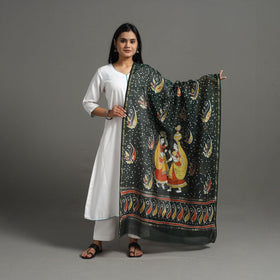  Handloom Chanderi Silk Hand Batik Printed Dupatta