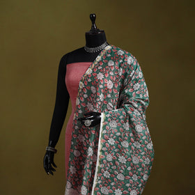 Green - handloom chanderi silk hand sanganeri dupatta 15