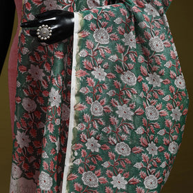Green - handloom chanderi silk hand sanganeri dupatta 15