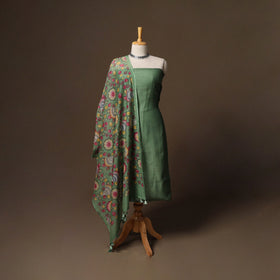 Handloom chanderi silk mukaish work 3pc unstitched dress