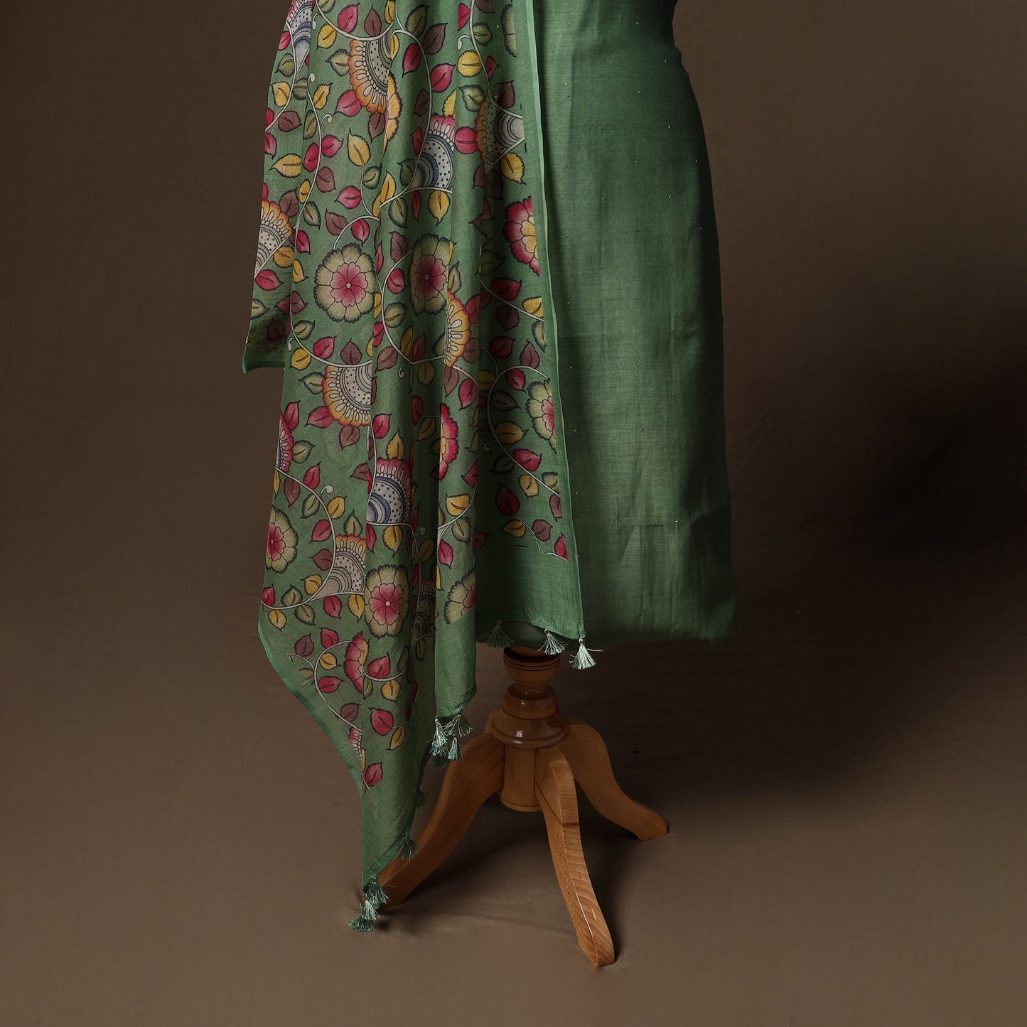 Handloom chanderi silk mukaish work 3pc unstitched dress