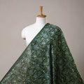 Green Block Print Handloom Chanderi Silk Pipad Fabric