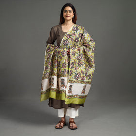 Buy Handloom Chanderi Silk Sanganeri Print Dupatta