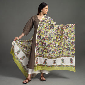 Buy Handloom Chanderi Silk Sanganeri Print Dupatta