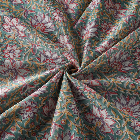 Green - handloom chanderi silk sanganeri fabric 04