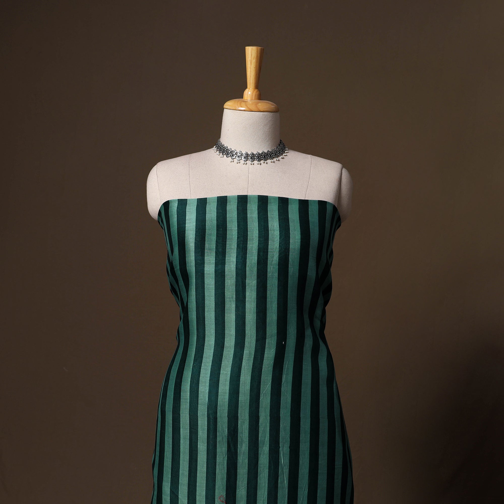 Handloom chanderi silk tagai work 3pc unstitched dress