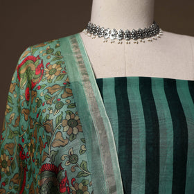 Handloom chanderi silk tagai work 3pc unstitched dress