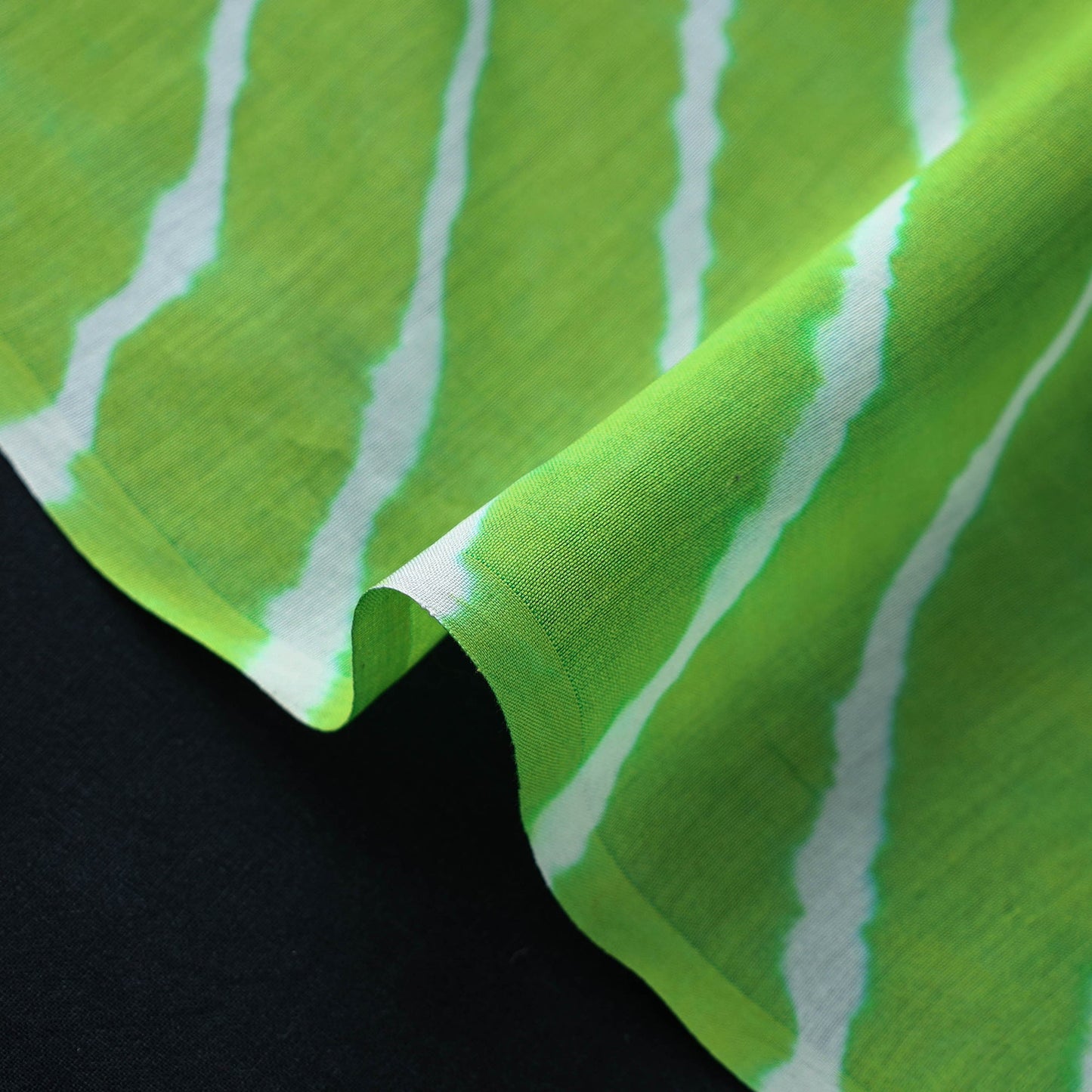 Green Handloom Chanderi Silk Tie-Dye Leheriya Fabric