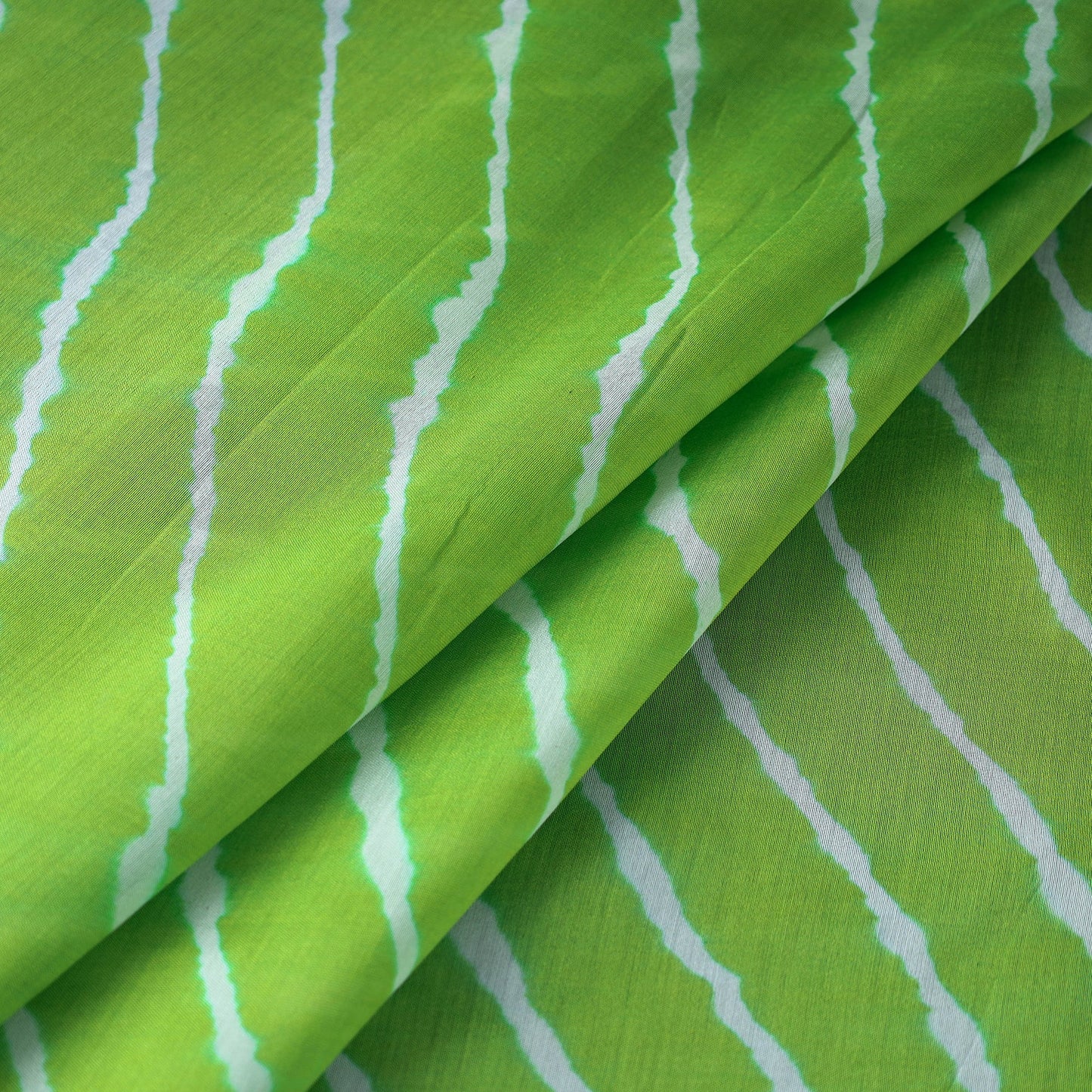 Green Handloom Chanderi Silk Tie-Dye Leheriya Fabric