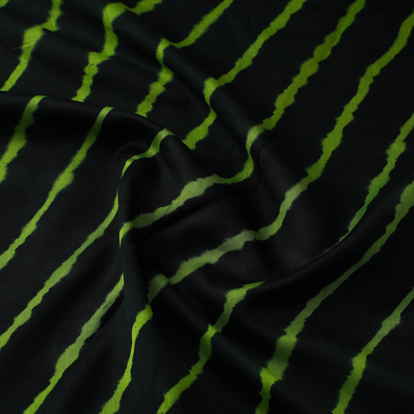 Green Handloom Chanderi Silk Tie-Dye Leheriya Fabric