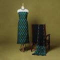 Green - handloom cotton 3pc pochampally ikat dress material