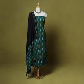 Green - handloom cotton 3pc pochampally ikat dress material