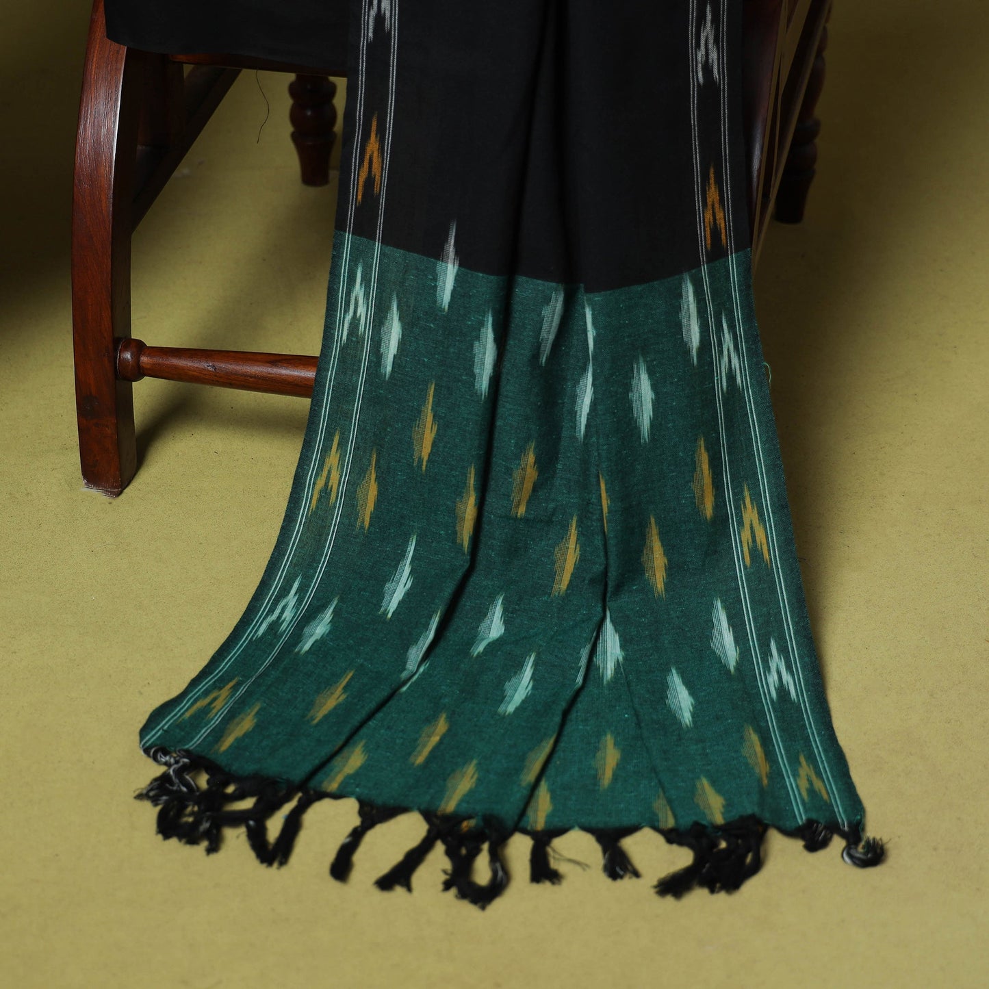 Green - handloom cotton 3pc pochampally ikat dress material