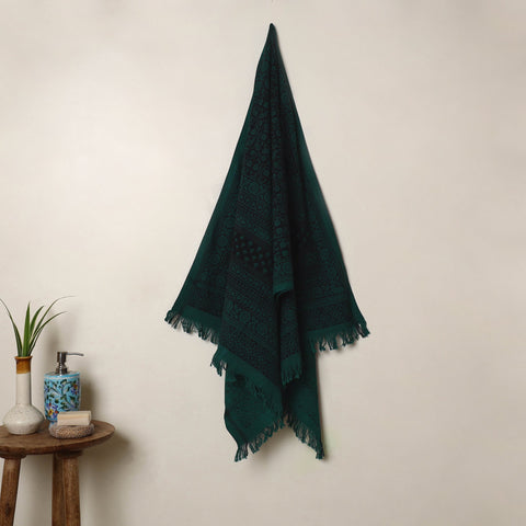  Green Handloom Cotton Bagh Print Towel