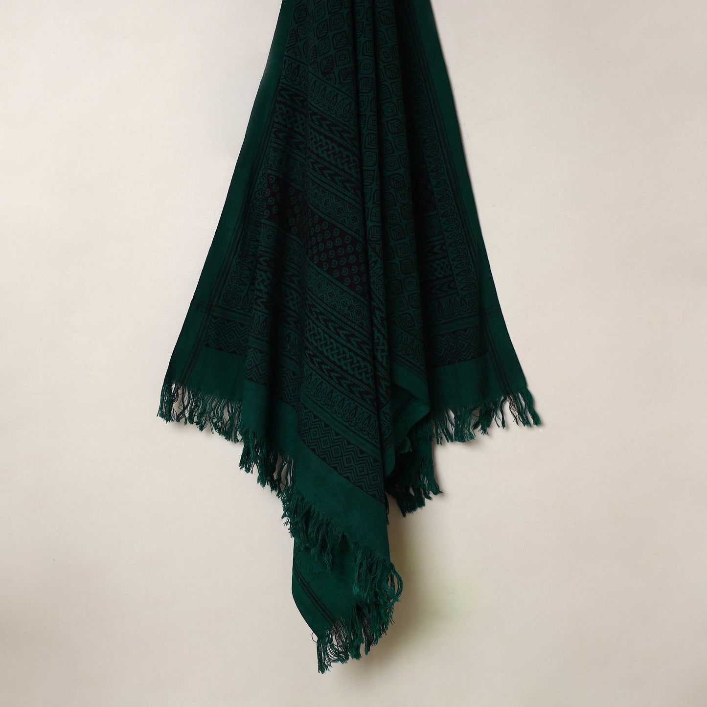 Buy Green Handloom Cotton Bagh Print Towel