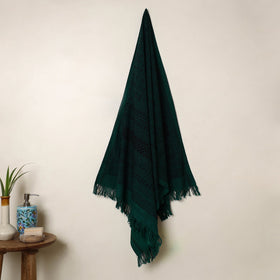 Buy Green Handloom Cotton Bagh Print Towel