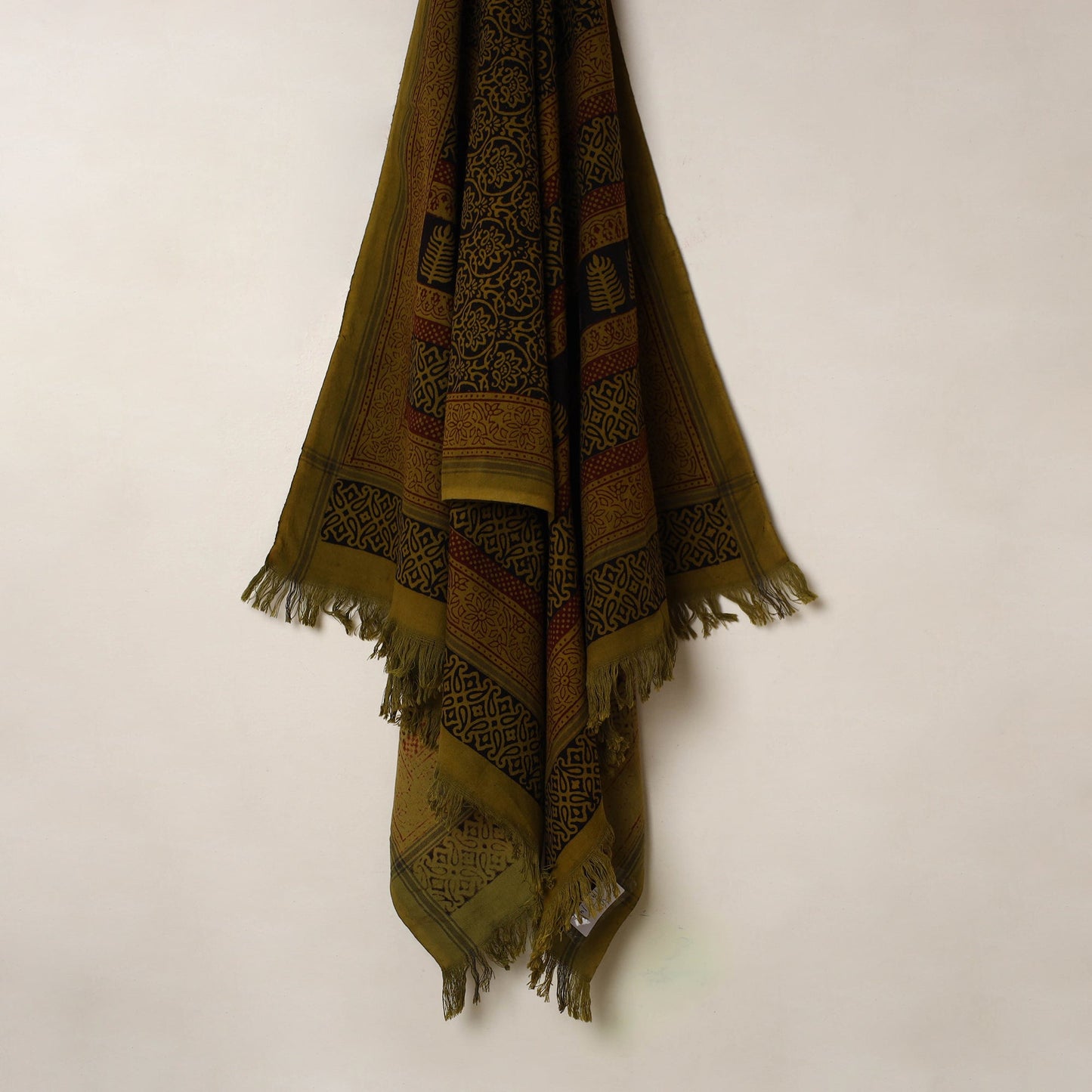 Buy Green Handloom Cotton Bagh Print Towel