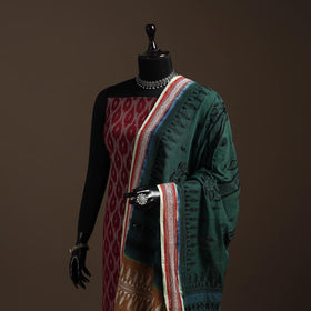 Green - handloom cotton bengal hand kantha work dupatta 03