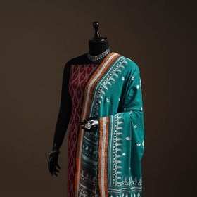 Green - handloom cotton bengal hand kantha work dupatta 10