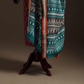 Green - handloom cotton bengal hand kantha work dupatta 10