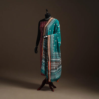 Green - handloom cotton bengal hand kantha work dupatta 10