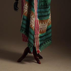 Green - handloom cotton bengal hand kantha work dupatta 12
