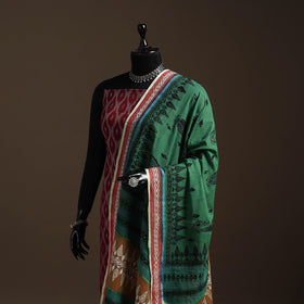 Green - handloom cotton bengal hand kantha work dupatta 12