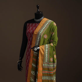 Green - handloom cotton bengal hand kantha work dupatta 28