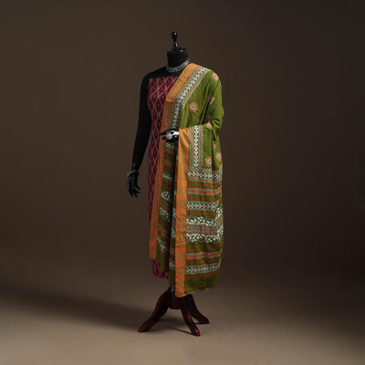 Green - handloom cotton bengal hand kantha work dupatta 28