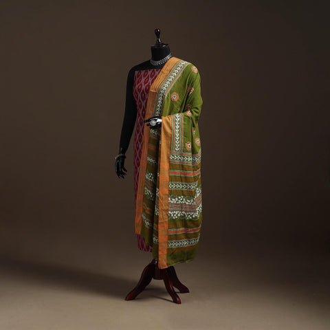Green - handloom cotton bengal hand kantha work dupatta 28