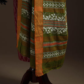 Green - handloom cotton bengal hand kantha work dupatta 28