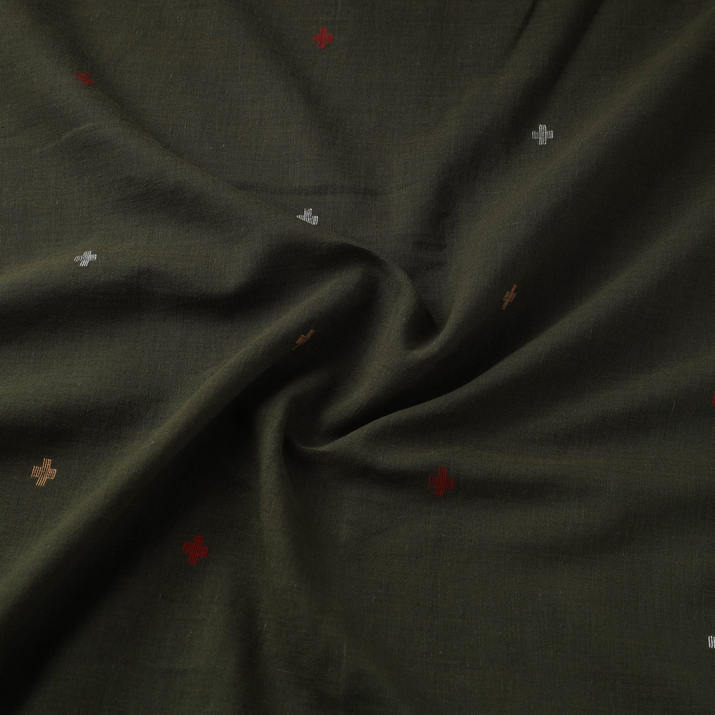 Green Handloom Cotton Bengal Jamdani Fabric