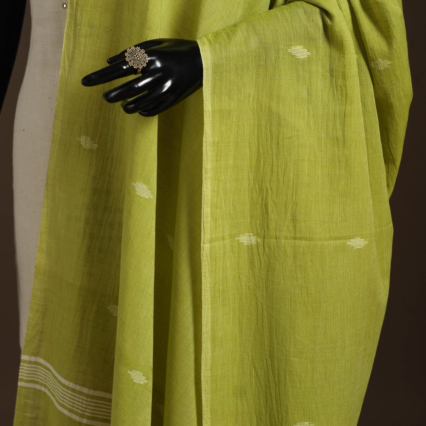 Green - handloom cotton burdwan jamdani dupatta 04