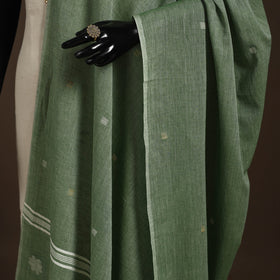 Green Handloom Cotton Burdwan Jamdani Dupatta
