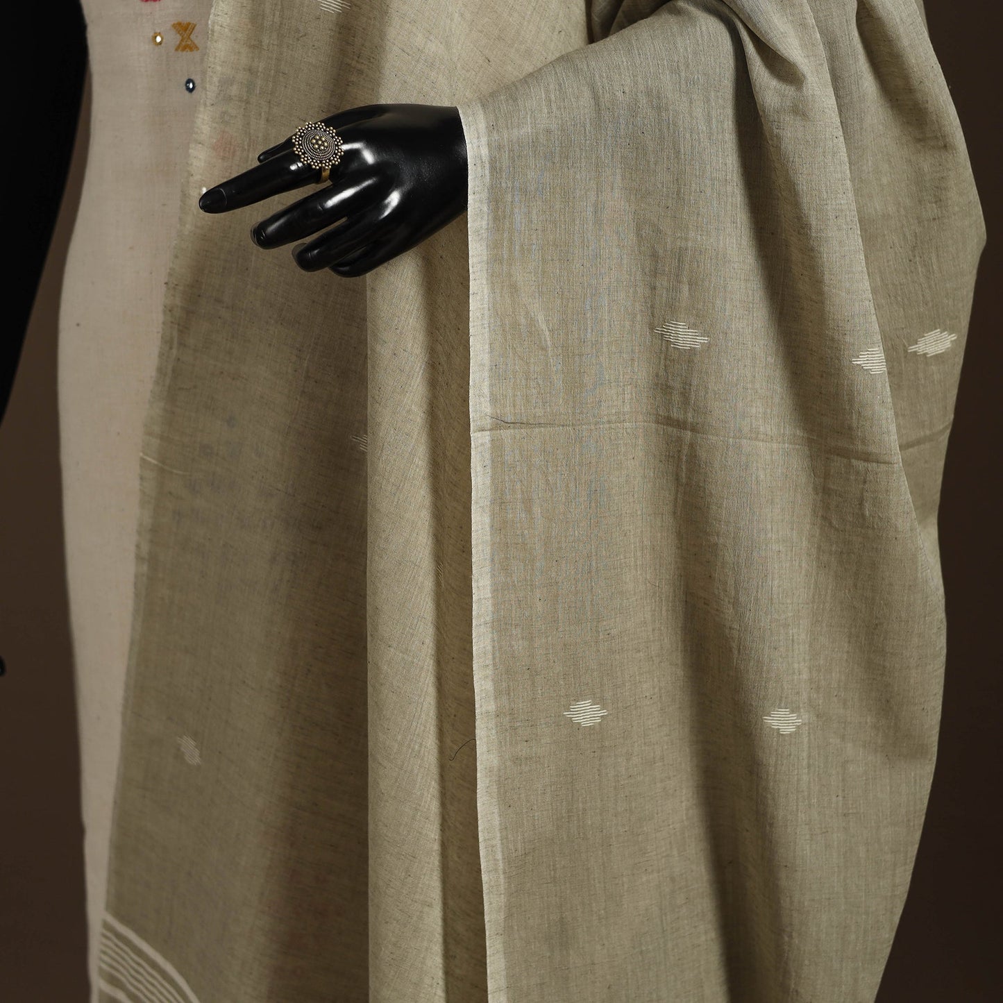 Green - handloom cotton burdwan jamdani dupatta 20