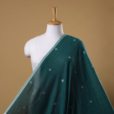 Green Handloom Cotton Burdwan Jamdani Fabric 