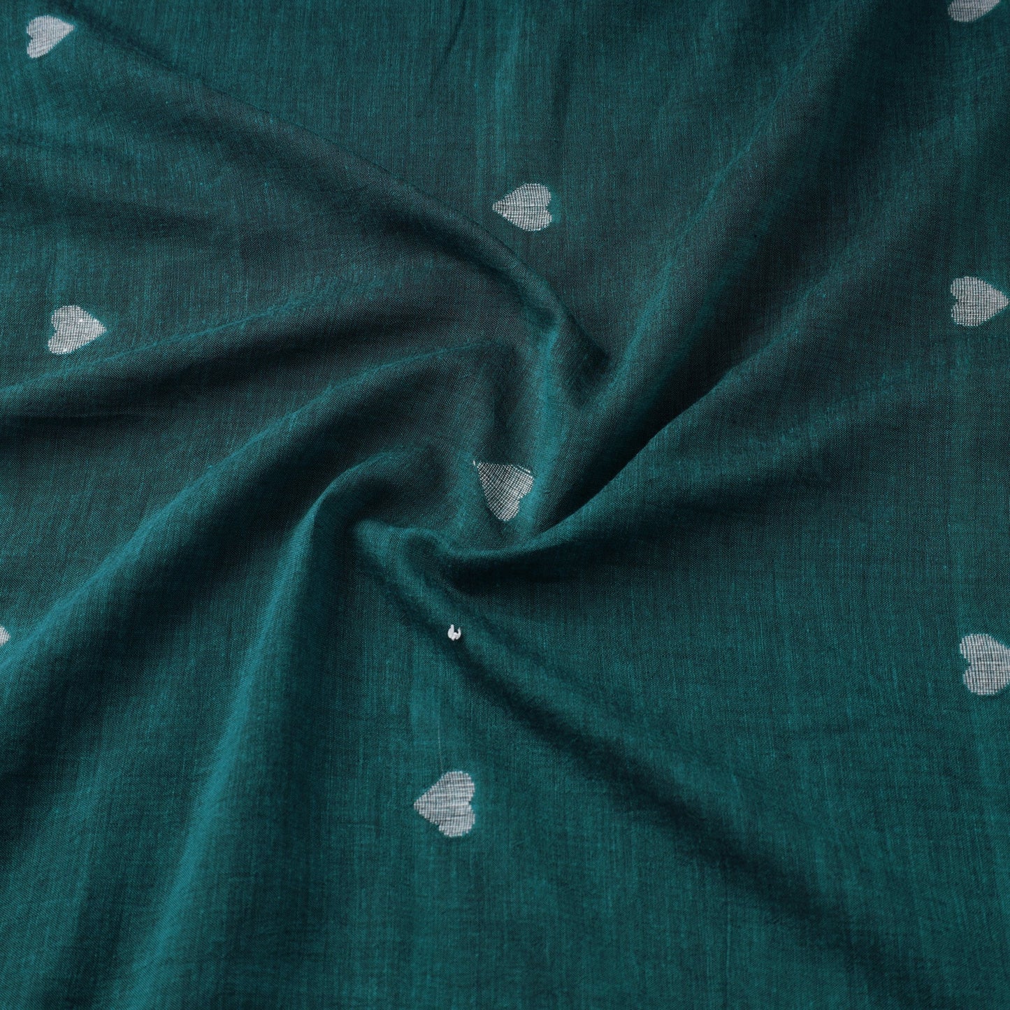 Green Handloom Cotton Burdwan Jamdani Fabric 