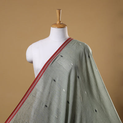 Green Handloom Cotton Burdwan Jamdani Fabric 